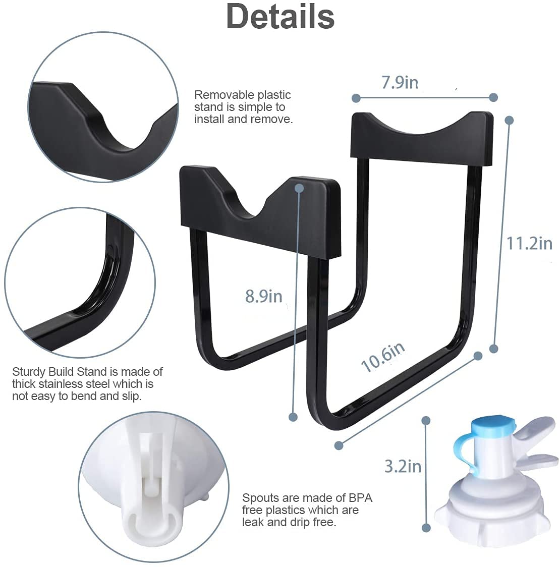 Suport pentru dozator bidon de apa, negru