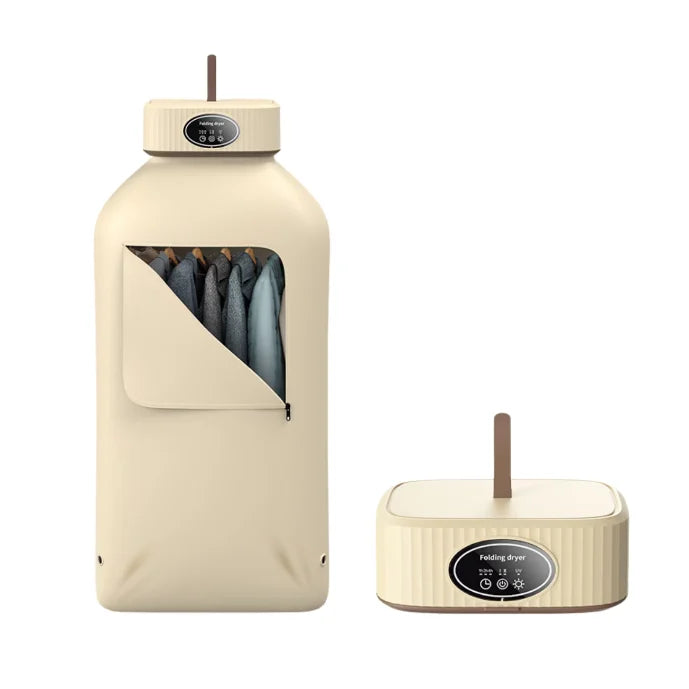 Uscator de haine pliabil de uz casnic, cu sac inclus, portabil, capacitate 10 KG, uscare rapida la temperatura constanta, sterilizare cu raze UV, cip PTC, circulatie de aer cald la 360°, Alb